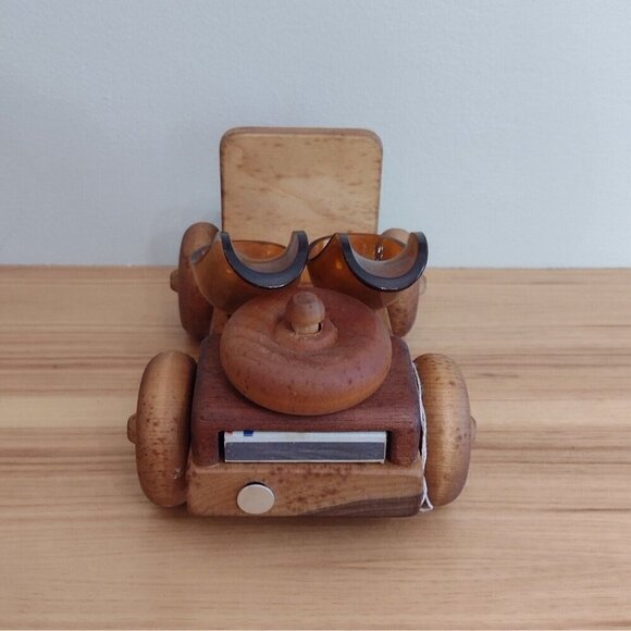 Vintage mid Century S&T Wood Crafts Wooden Car 2 Glass P*pe Rest Holder Rack - Picture 5 of 10